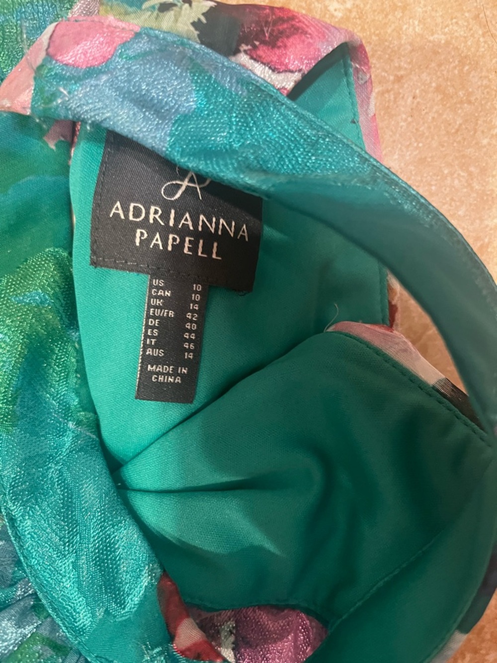 New Adrianna Papell Teal Floral Dress size 10 - Picture 12 of 16